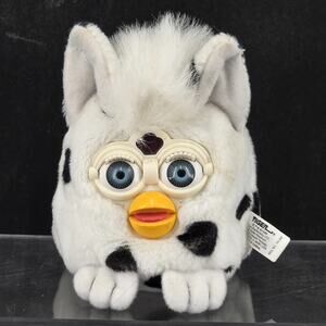 FURBY Buddies Bean Bag Plush Blue Eyes Wgite W/ Black Spots VTG 1999 Damation